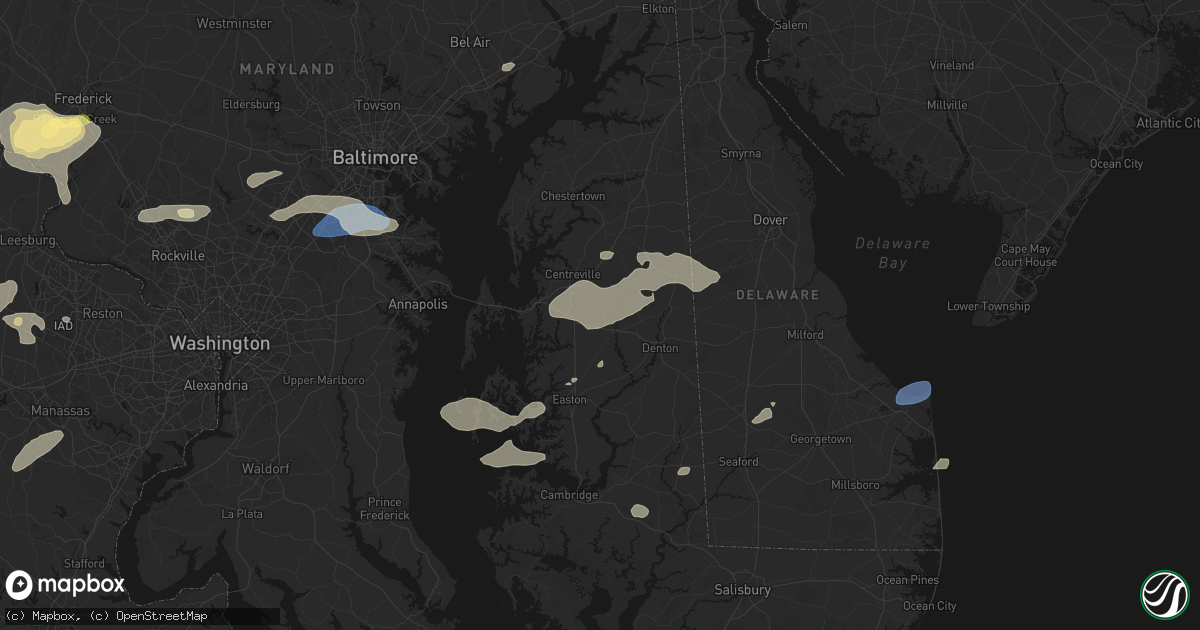 Hail map in Queen Anne, MD on July 18, 2026