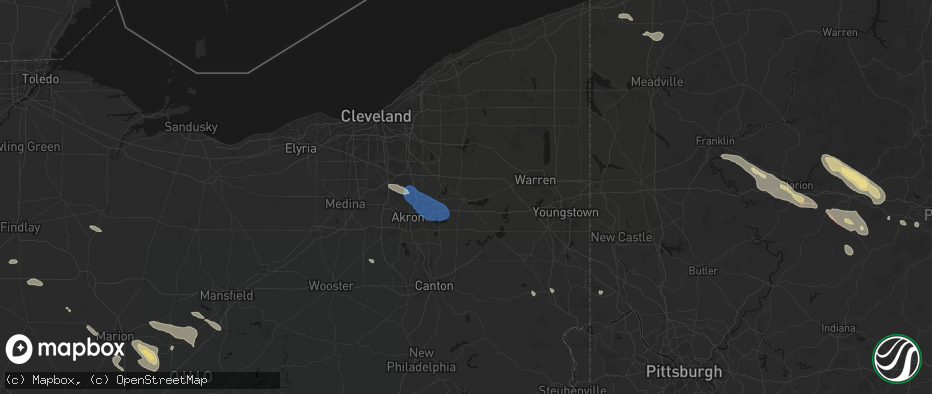 Hail map in Ravenna, OH on July 18, 2026