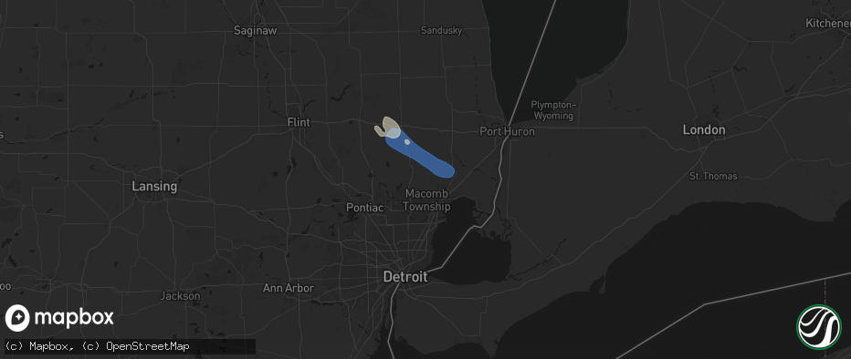 Hail map in Ray, MI on July 18, 2026