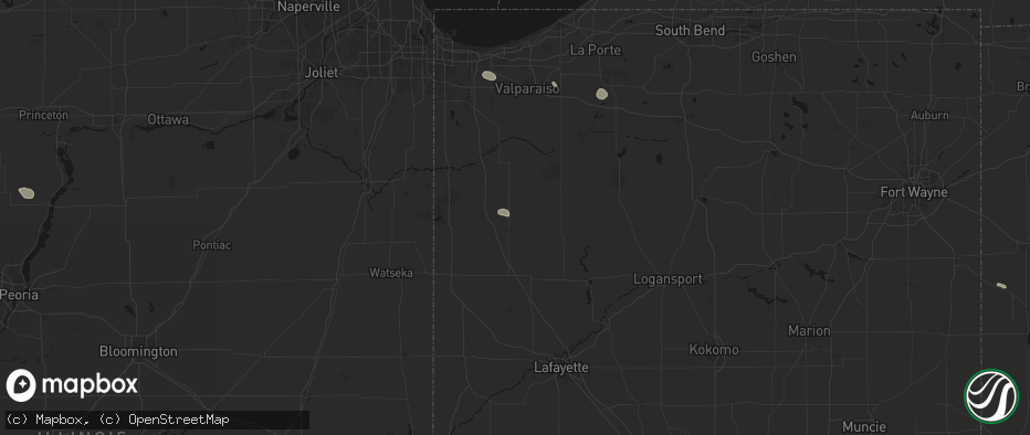 Hail map in Rensselaer, IN on July 18, 2026