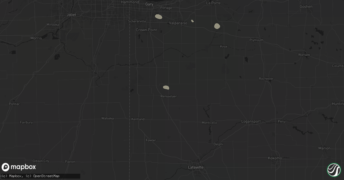 Hail map in Rensselaer, IN on July 18, 2026