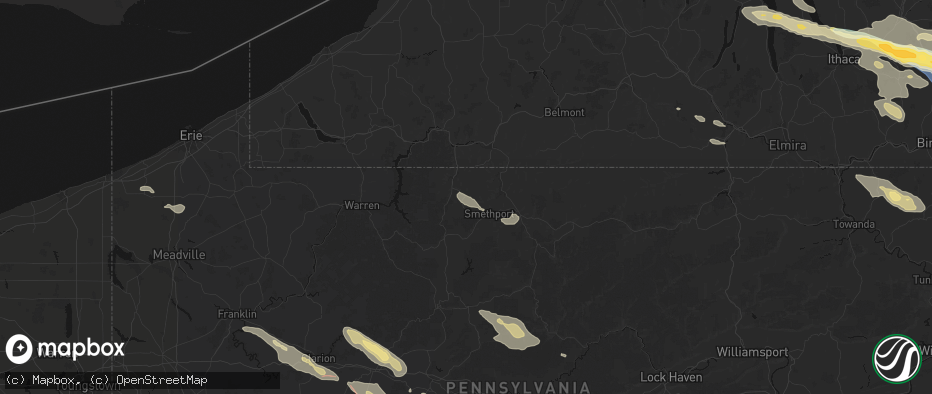 Hail map in Rew, PA on July 18, 2026