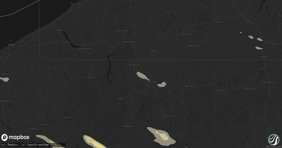 Hail map in Rew, PA on July 18, 2026