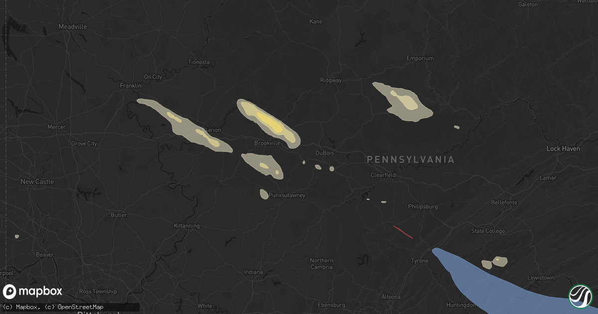 Hail map in Reynoldsville, PA on July 18, 2026