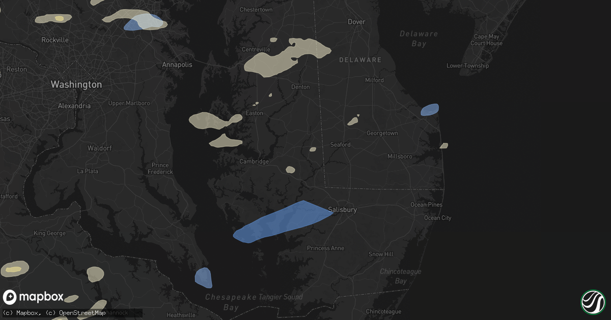 Hail map in Rhodesdale, MD on July 18, 2026