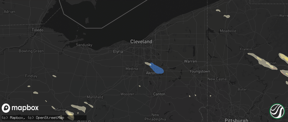 Hail map in Richfield, OH on July 18, 2026