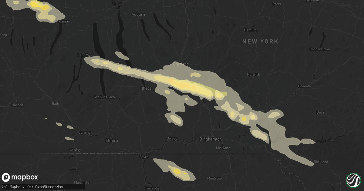Hail map in Richford, NY on July 18, 2026