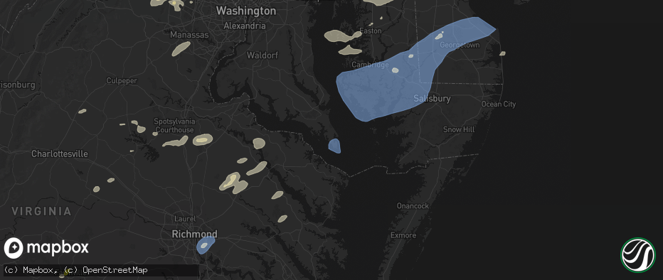 Hail map in Ridge, MD on July 18, 2026