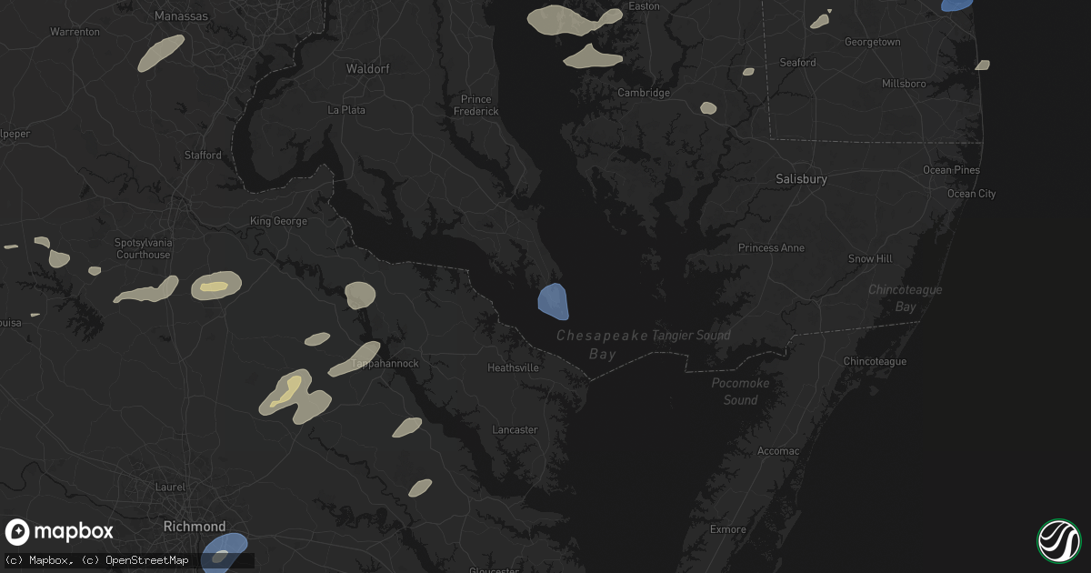 Hail map in Ridge, MD on July 18, 2026