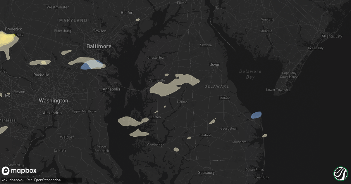 Hail map in Ridgely, MD on July 18, 2026