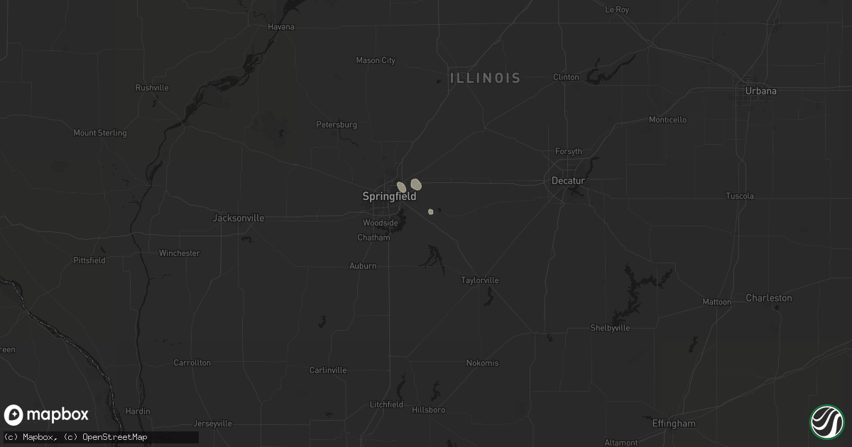 Hail map in Rochester, IL on July 18, 2026