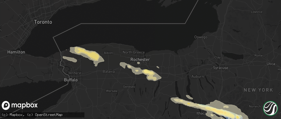 Hail map in Rochester, NY on July 18, 2026