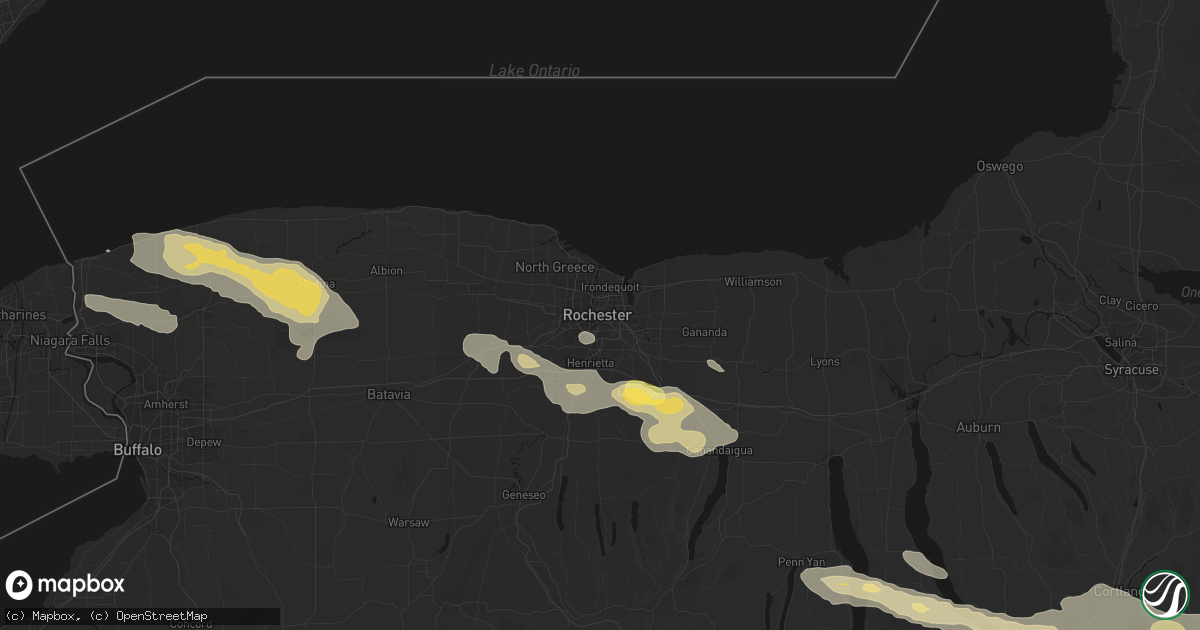 Hail map in Rochester, NY on July 18, 2026