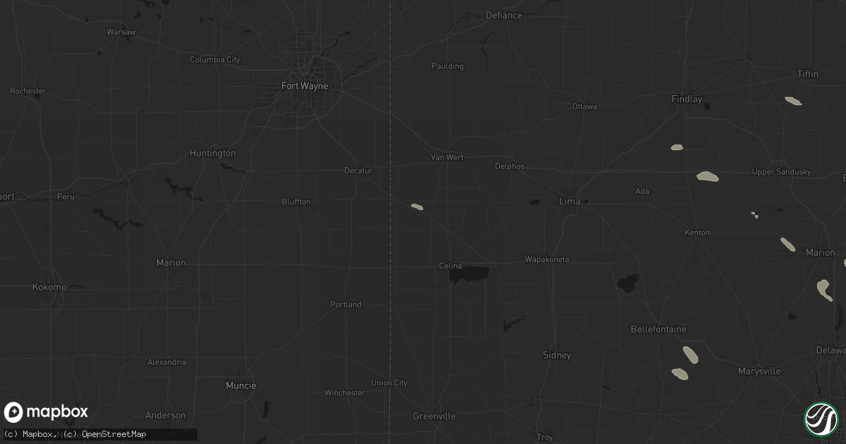 Hail map in Rockford, OH on July 18, 2026