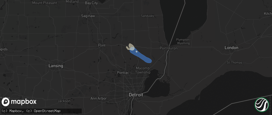 Hail map in Romeo, MI on July 18, 2026