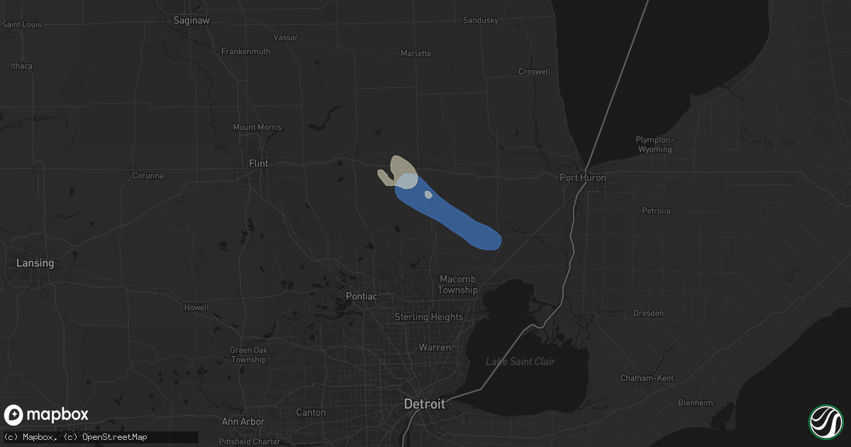 Hail map in Romeo, MI on July 18, 2026