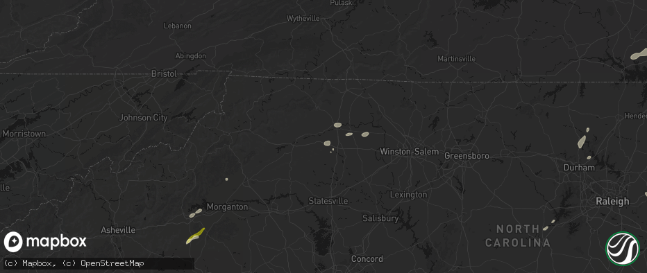 Hail map in Ronda, NC on July 18, 2026