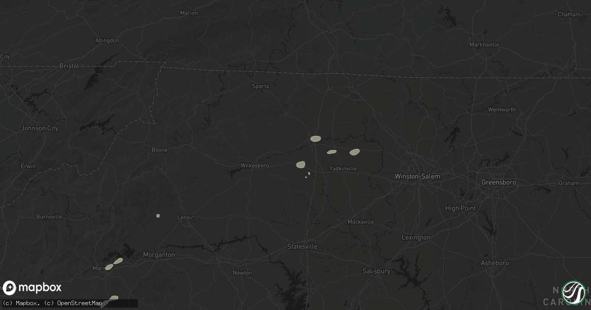 Hail map in Ronda, NC on July 18, 2026