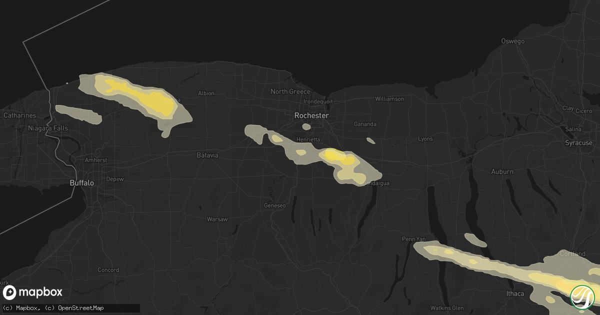 Hail map in Rush, NY on July 18, 2026