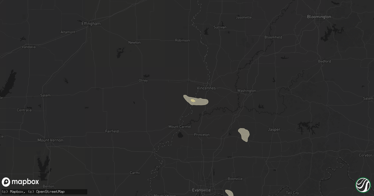 Hail map in Saint Francisville, IL on July 18, 2026