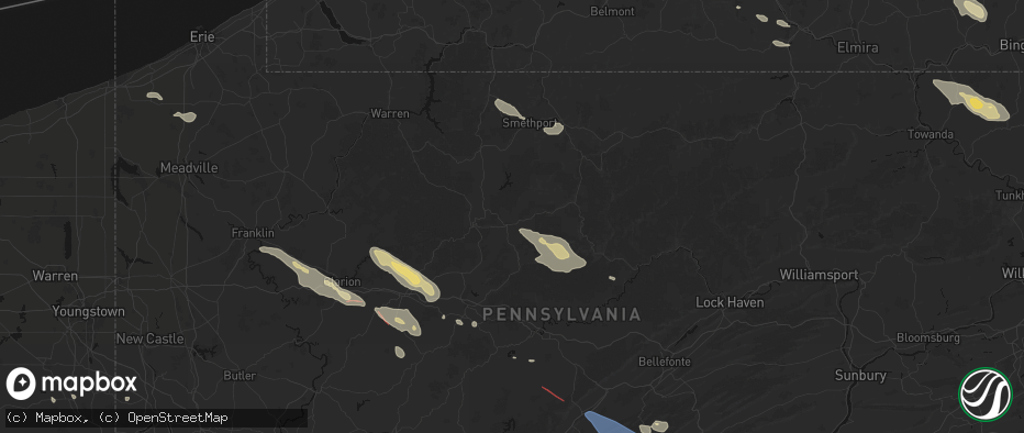 Hail map in Saint Marys, PA on July 18, 2026