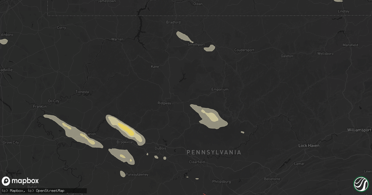 Hail map in Saint Marys, PA on July 18, 2026