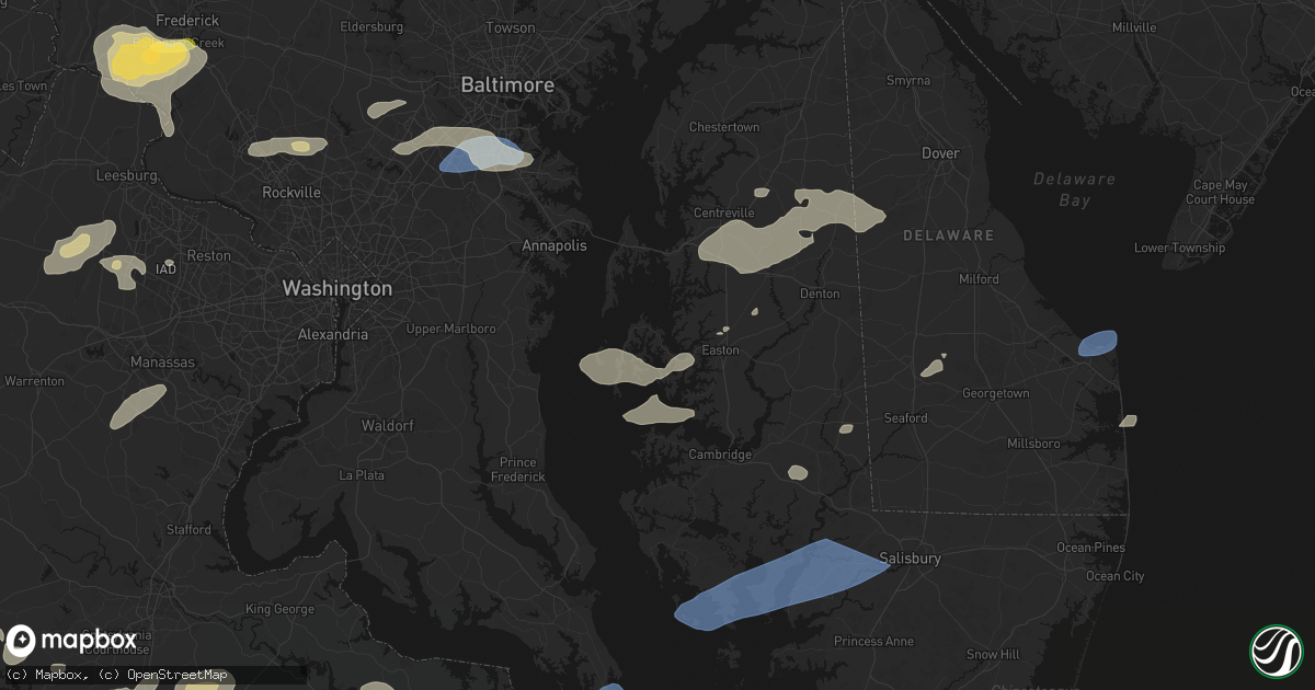 Hail map in Saint Michaels, MD on July 18, 2026