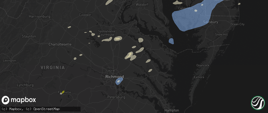 Hail map in Saint Stephens Church, VA on July 18, 2026