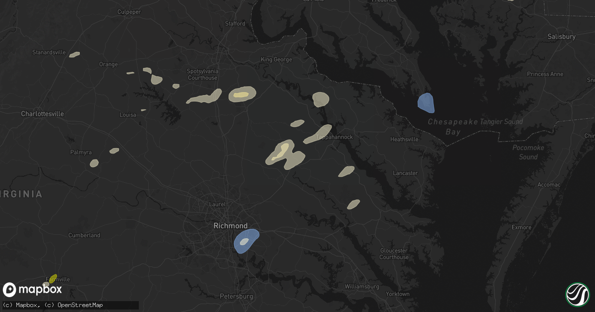 Hail map in Saint Stephens Church, VA on July 18, 2026