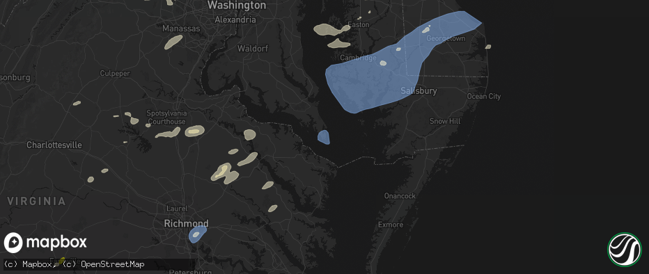 Hail map in Scotland, MD on July 18, 2026