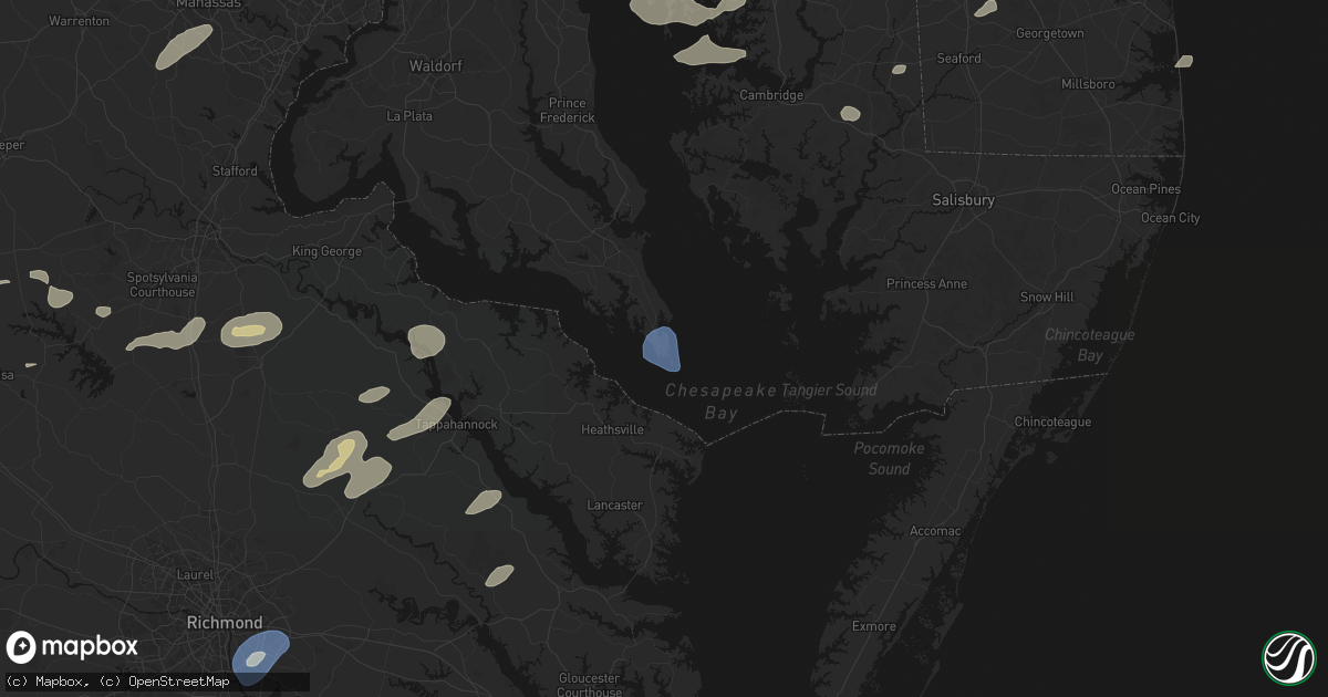 Hail map in Scotland, MD on July 18, 2026
