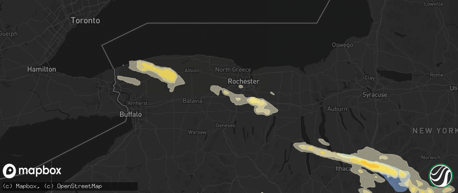 Hail map in Scottsville, NY on July 18, 2026