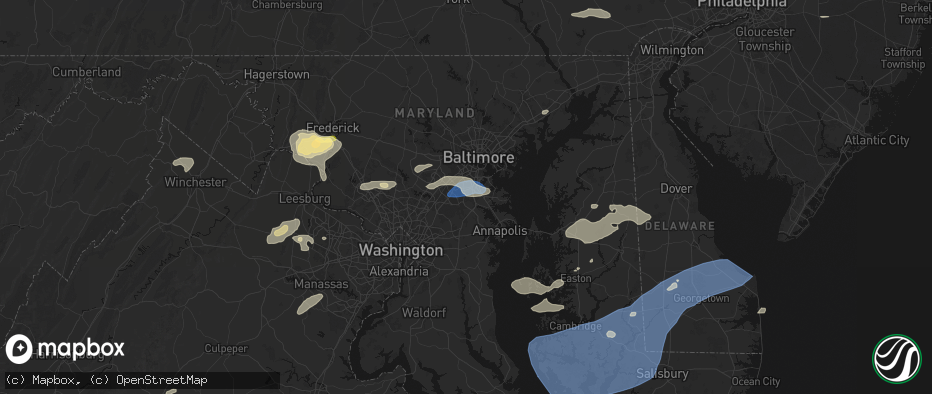 Hail map in Severn, MD on July 18, 2026