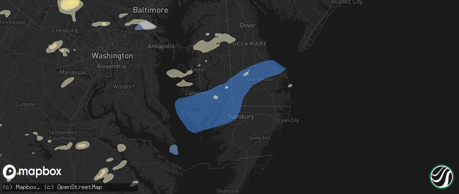 Hail map in Sharptown, MD on July 18, 2026