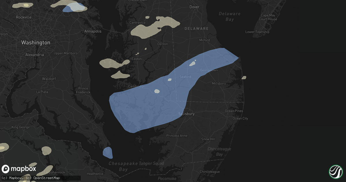 Hail map in Sharptown, MD on July 18, 2026