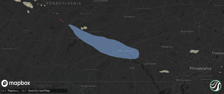 Hail map in Shermans Dale, PA on July 18, 2026