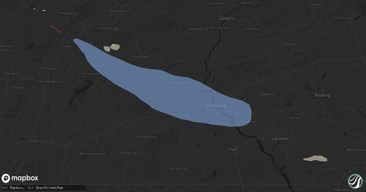 Hail map in Shermans Dale, PA on July 18, 2026
