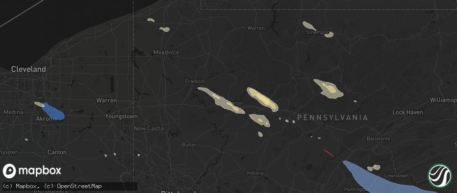 Hail map in Shippenville, PA on July 18, 2026