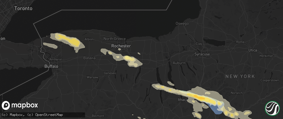 Hail map in Shortsville, NY on July 18, 2026