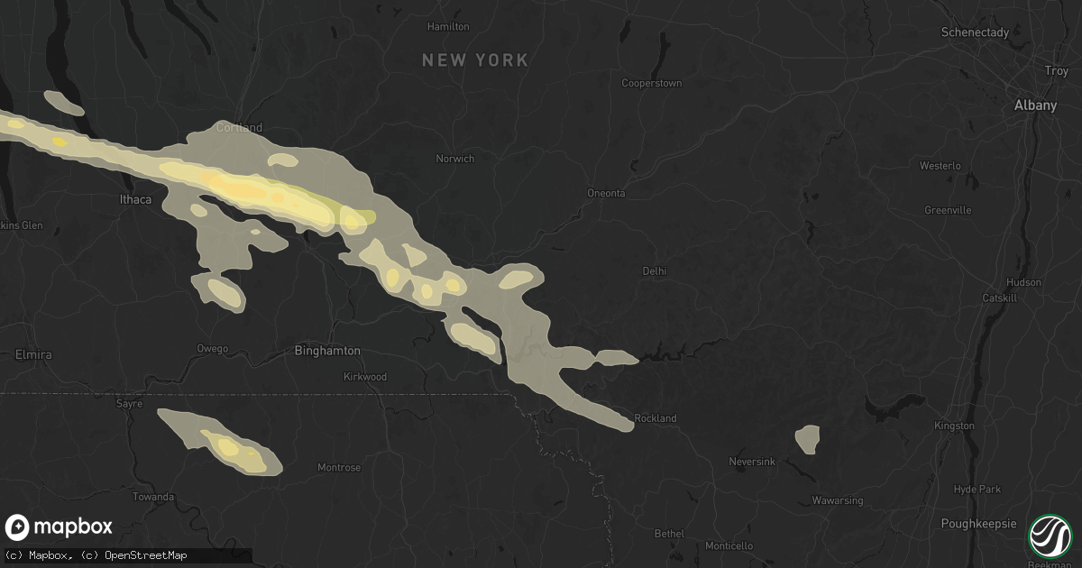 Hail map in Sidney Center, NY on July 18, 2026