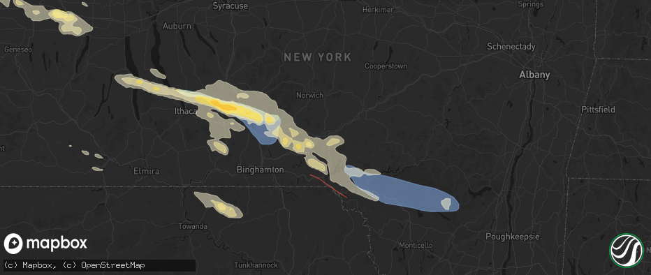 Hail map in Sidney, NY on July 18, 2026