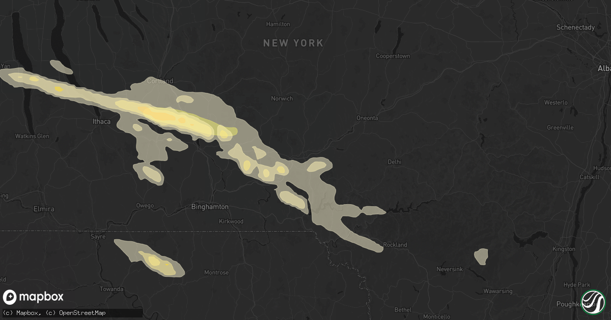 Hail map in Sidney, NY on July 18, 2026