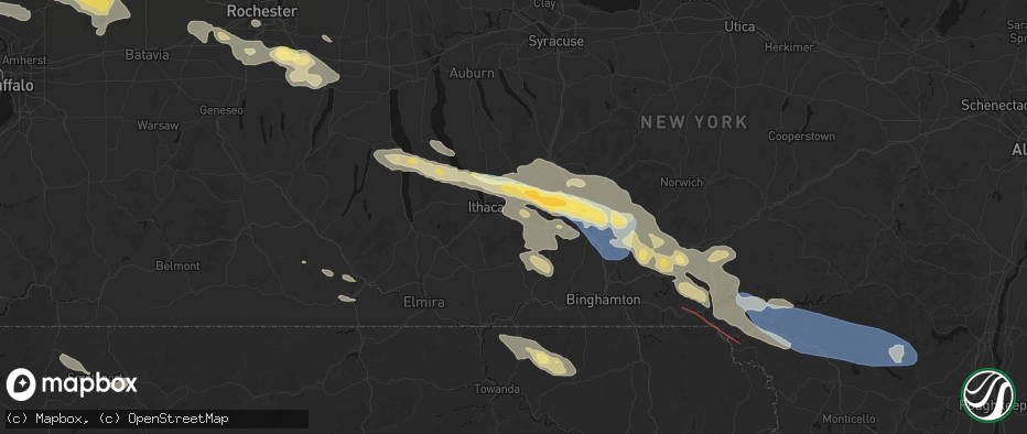 Hail map in Slaterville Springs, NY on July 18, 2026