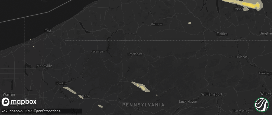 Hail map in Smethport, PA on July 18, 2026
