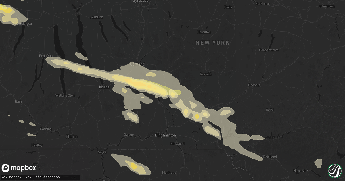 Hail map in Smithville Flats, NY on July 18, 2026
