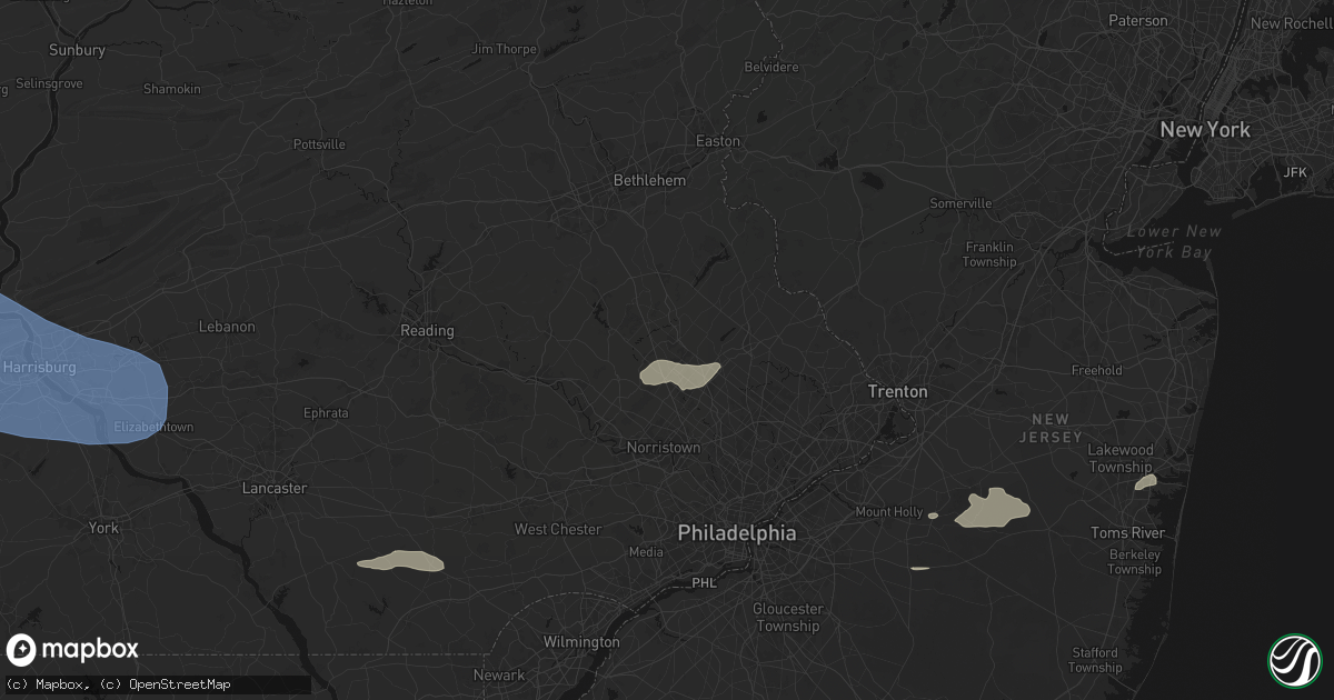 Hail map in Souderton, PA on July 18, 2026