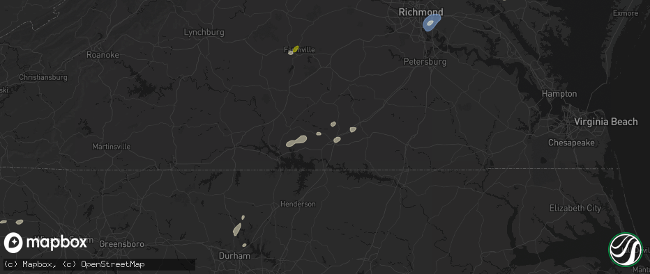 Hail map in South Hill, VA on July 18, 2026