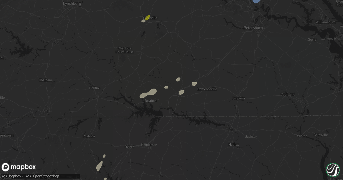 Hail map in South Hill, VA on July 18, 2026