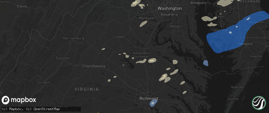 Hail map in Spotsylvania, VA on July 18, 2026