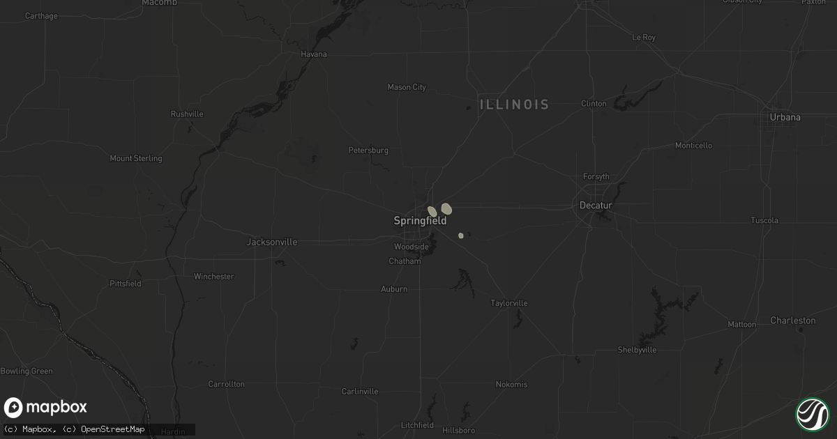 Hail map in Springfield, IL on July 18, 2026